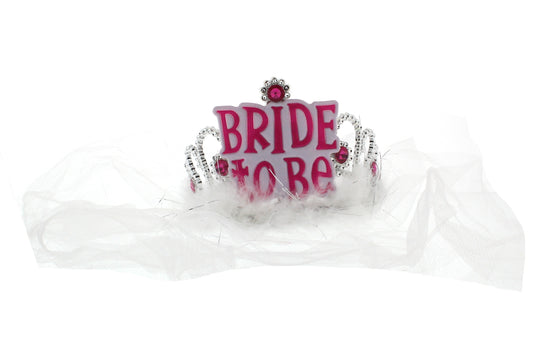 Bride To Be Tiara with Faux Fur &amp; Long Veil