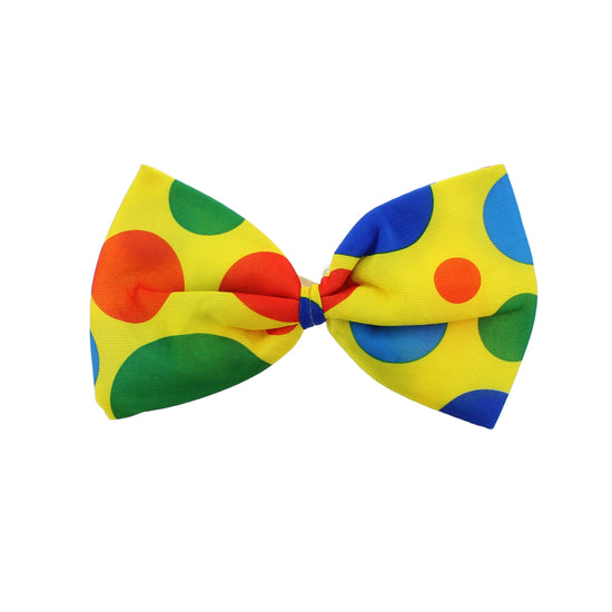 Jumbo Multicolour Polka Dot Yellow Clown Bow Tie