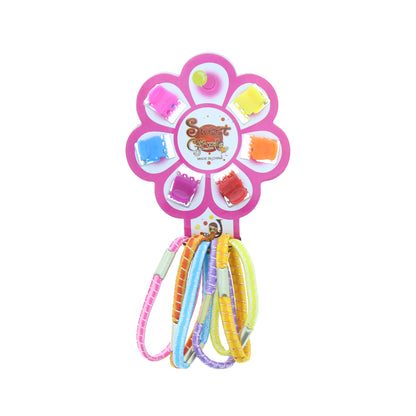 Assorted Colour 6 Mini Clips & 6 Hair Elastics Accessories Set