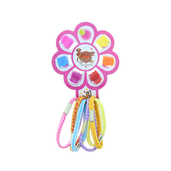 6 Mini Clips & 6 Hair Elastics Accessories Set