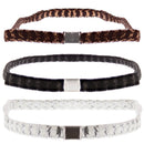 Card of 3 Black/Brown/White Lurex Head Elastics