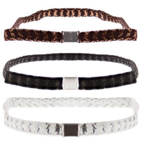 Card of 3 Black/Brown/White Lurex Head Elastics