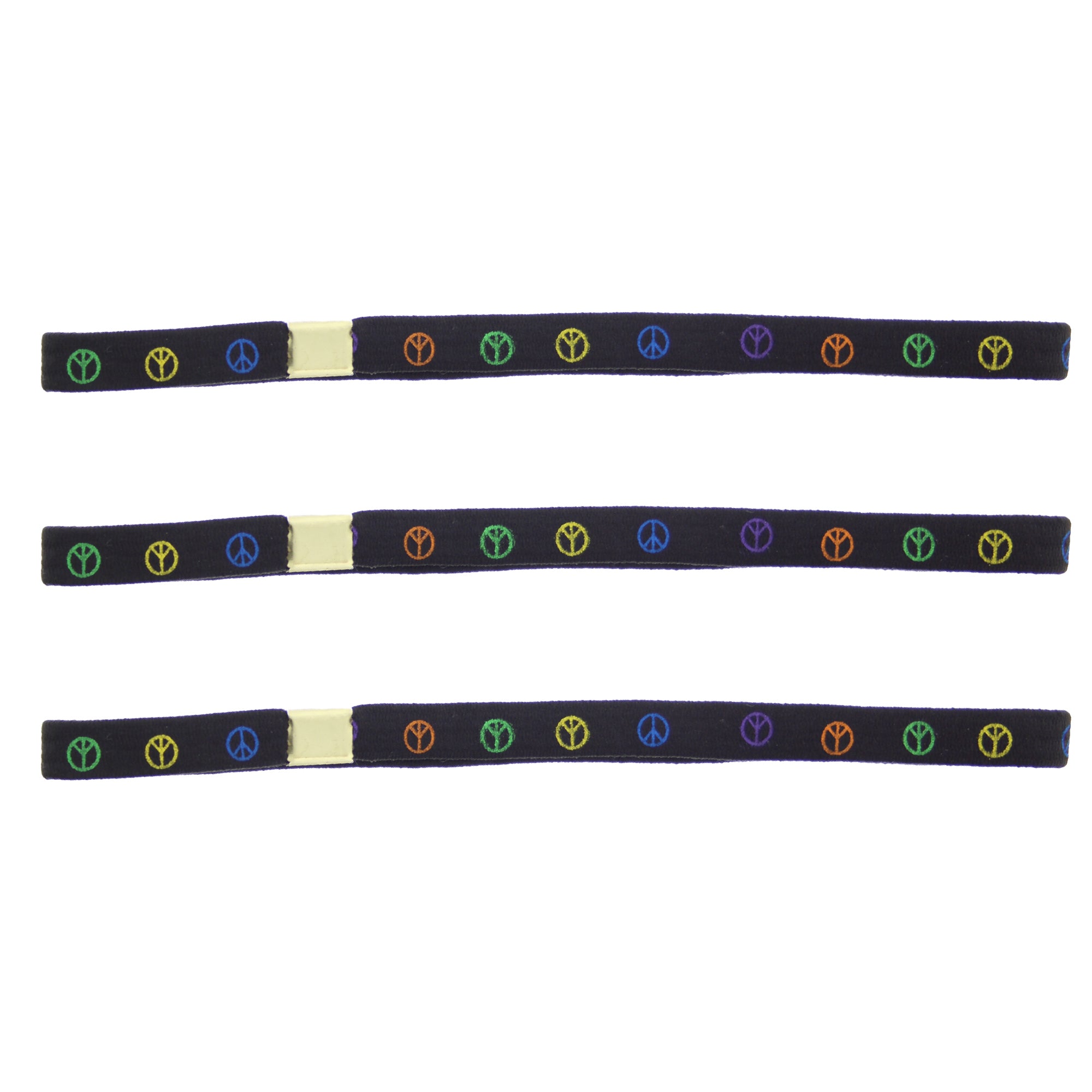 Card of 3 Multi Colour CND Peace Sign Black Head Elastics
