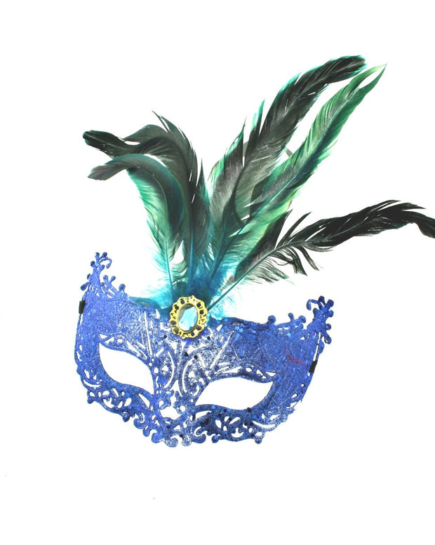 Sequin & Glitter Mask with Feathers