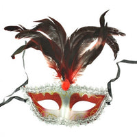 Glitter Mask with Feathers & Gem Stone