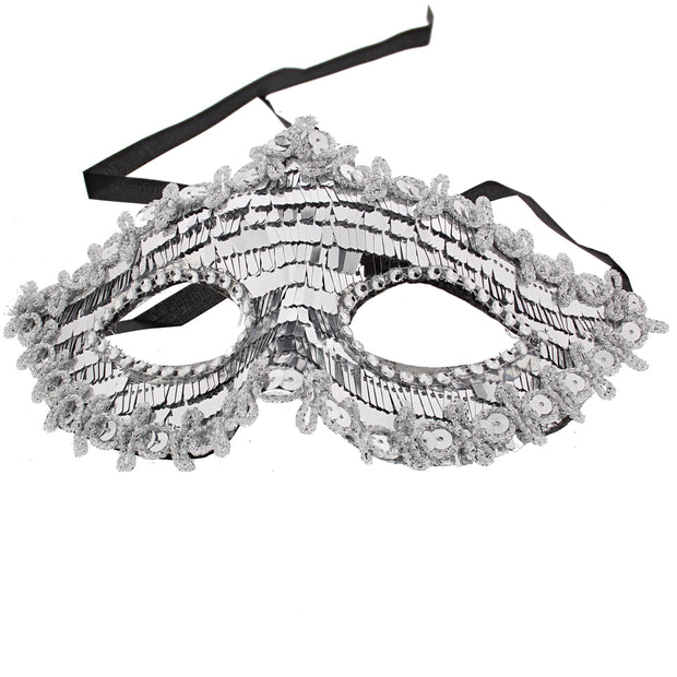 Mirror Effect Masquerade Mask with Sequin Outline