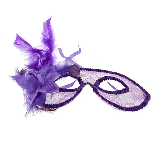 Glitter Flower & Feather Lace Masquerade Mask
