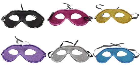 Assorted Glitter Masquerade Mask with Trim