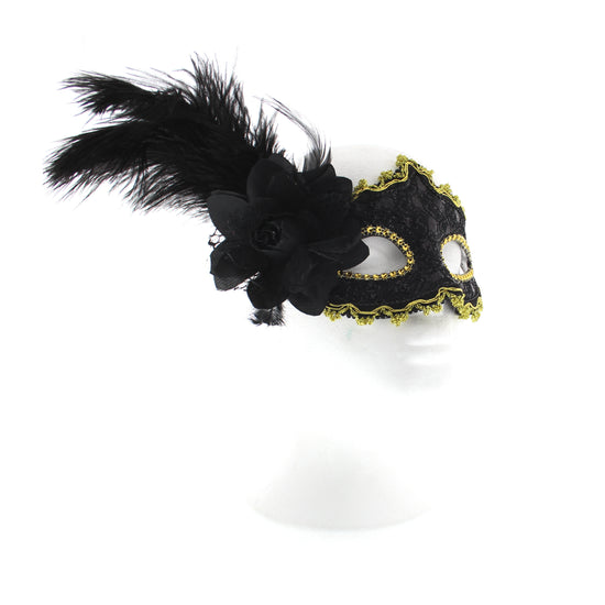 Flower & Feather Lace Masquerade Mask