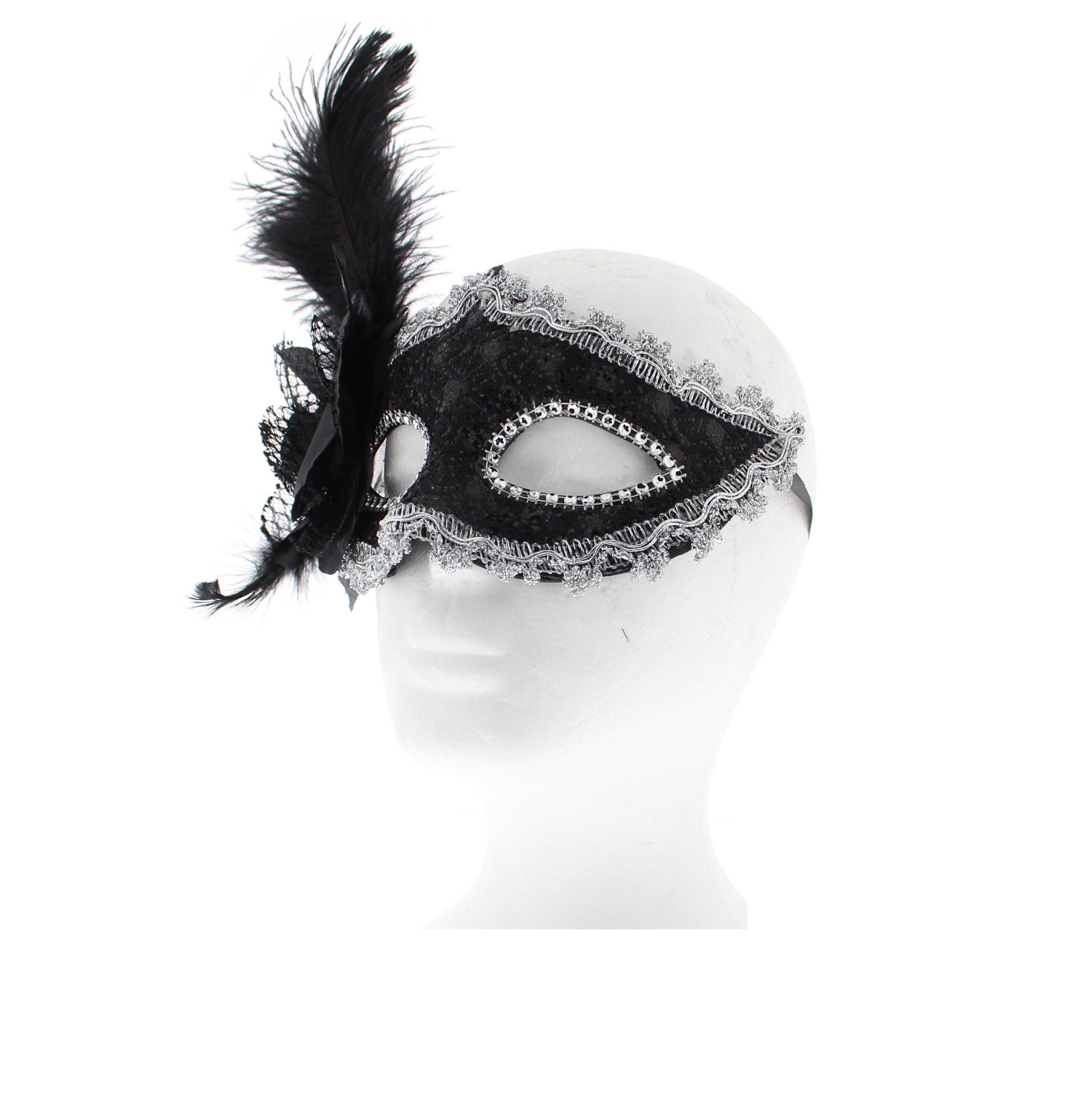 Flower & Feather Lace Masquerade Mask