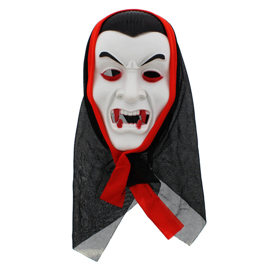 Vampire Mask with Black Veil & Bloodied Fangs