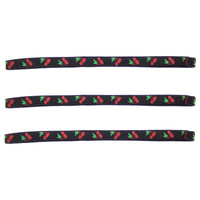3 on a Card Cherry Print Black Metal Free Head Elastics