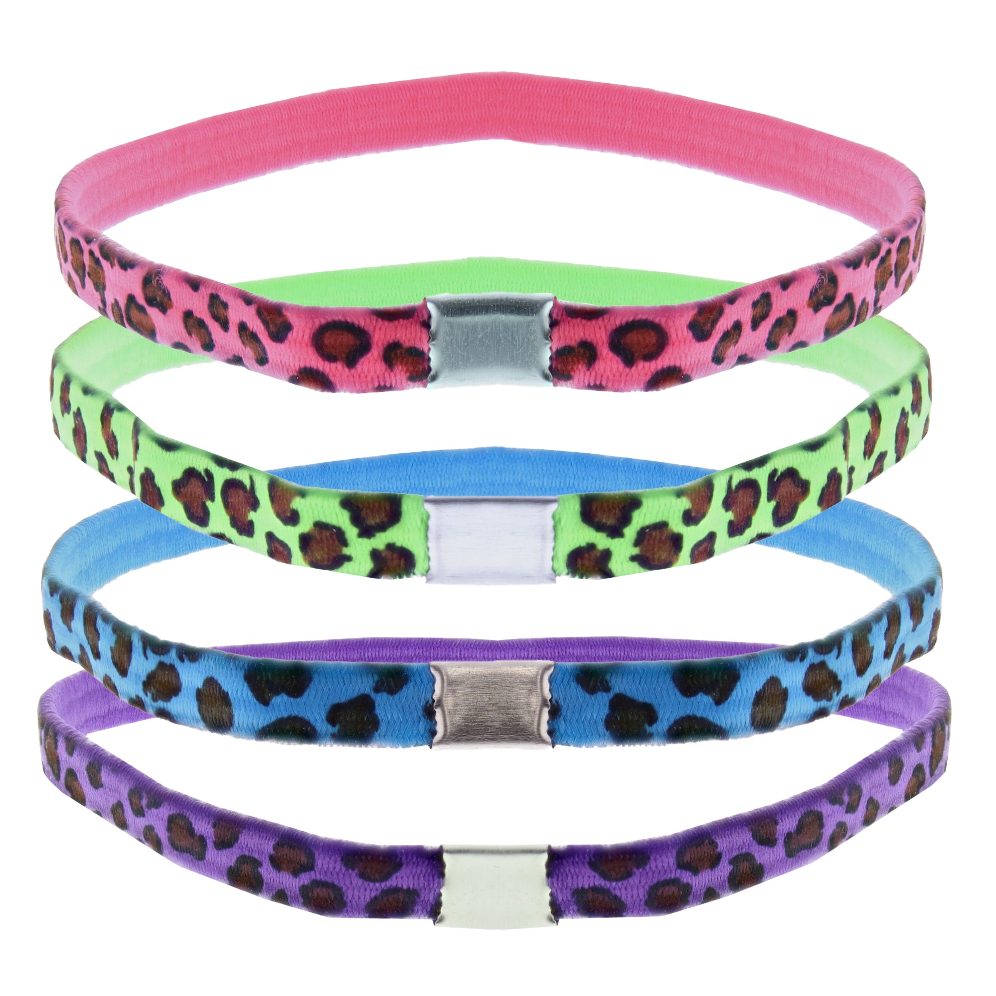 Card of 4 Multi Colour Leopard Print Head Elastics