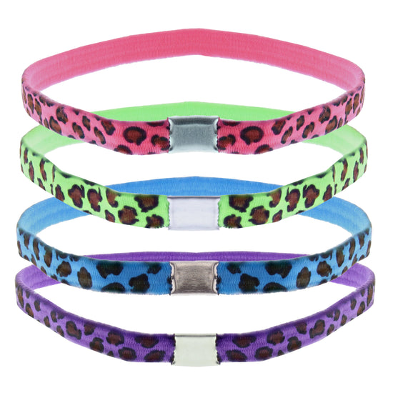 Card of 4 Multi Colour Leopard Print Head Elastics