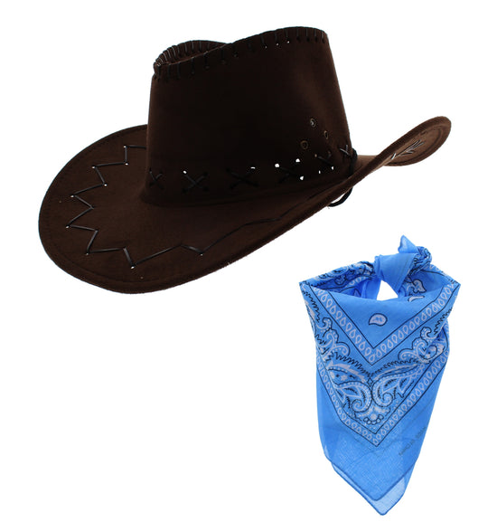 Assorted Colour 2 Piece Brown Hat Cowboy Set