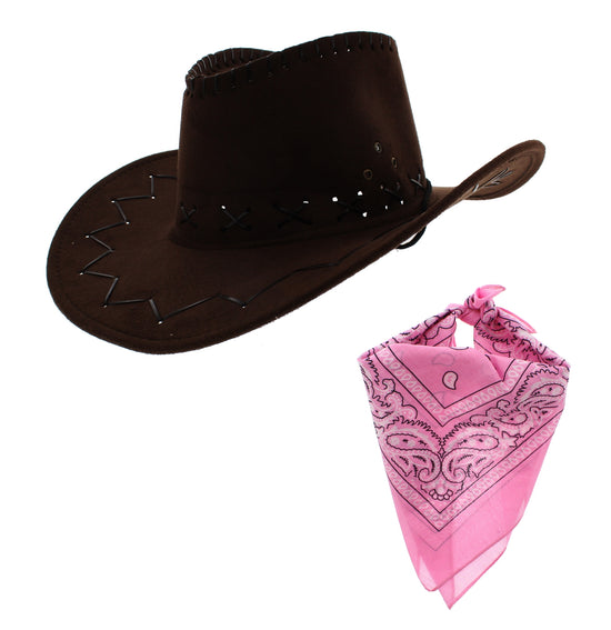 Assorted Colour 2 Piece Brown Hat Cowboy Set