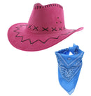 Assorted Colour 2 Piece Pink Hat Cowboy Set