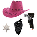 Assorted Colour 4 Piece Pink Hat Cowboy Set
