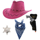 Assorted Colour 4 Piece Pink Hat Cowboy Set