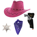 Assorted Colour 4 Piece Pink Hat Cowboy Set