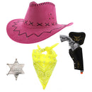 Assorted Colour 4 Piece Pink Hat Cowboy Set