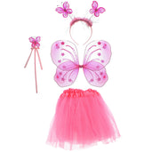4 Piece Princess Set for Girls - Tutu, Butterfly Wings, Head Bopper & Wand