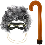 5 Piece Granny Kit - Gangster Granny Wig, Bead Necklace, Glasses & Mask