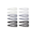 12 on a Card 5cm Plain & Glitter Shades Metal Hair Snapclips