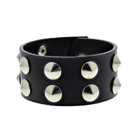 2 Row Conical Studded PU Bracelet