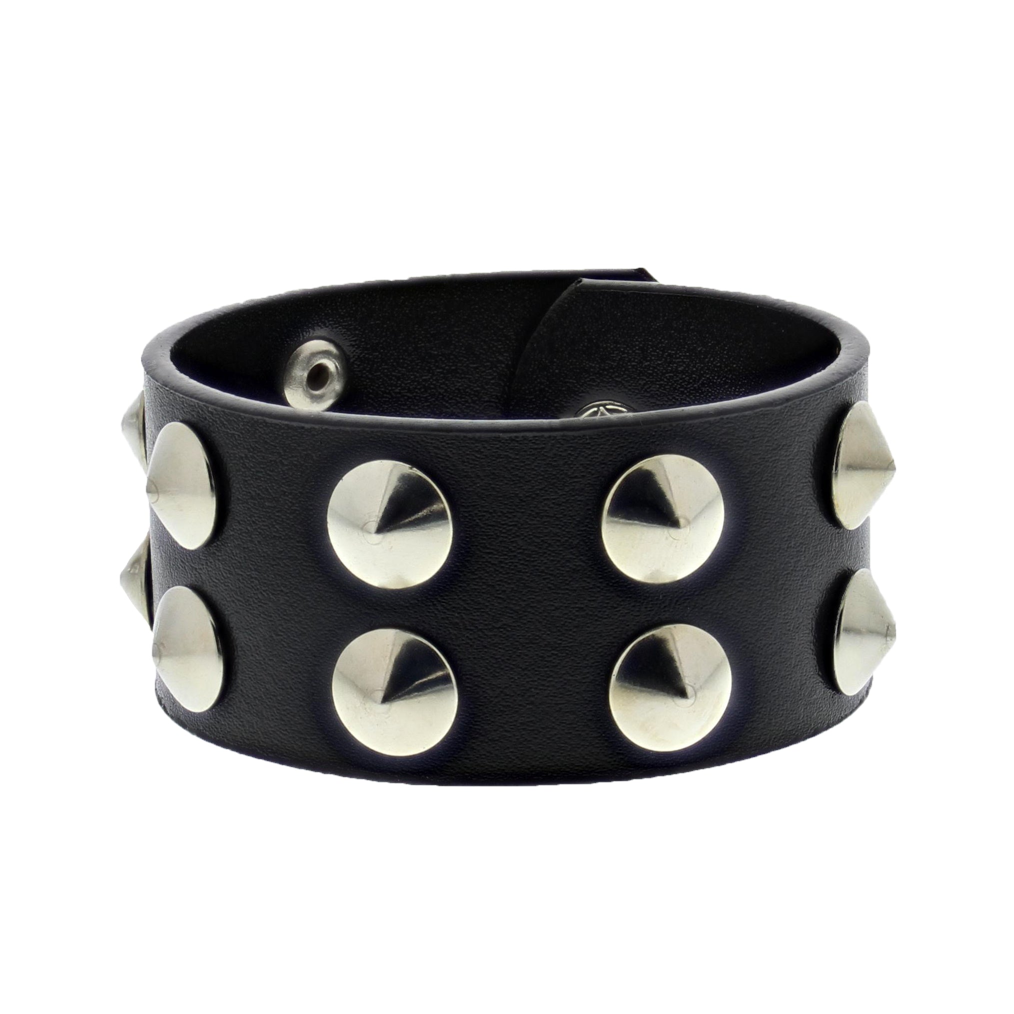 2 Row Conical Studded PU Bracelet