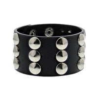 3 Row Conical Studded PU Bracelet