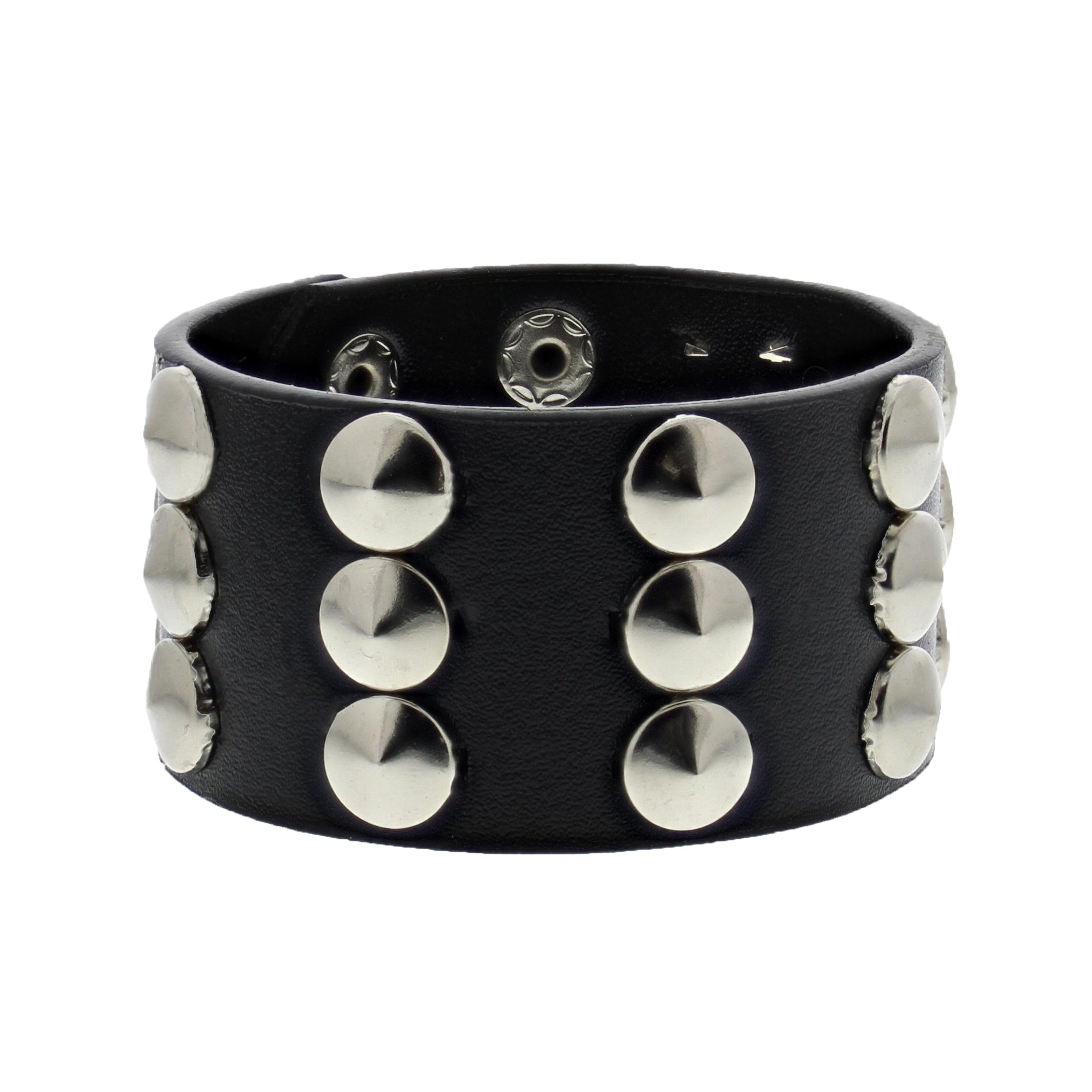 3 Row Conical Studded PU Bracelet