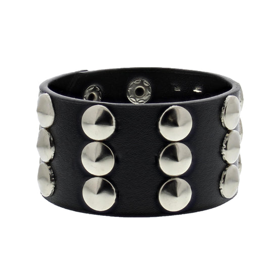 3 Row Conical Studded PU Bracelet