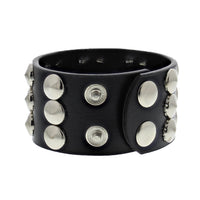 3 Row Conical Studded PU Bracelet