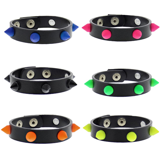 Assorted Colour Conical Studded PU Bracelets