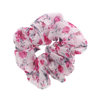 Pale Floral Print Chiffon Hair Scrunchie