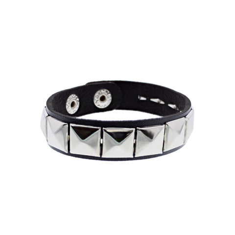1 Row Pyramid Studded Leather Bracelet