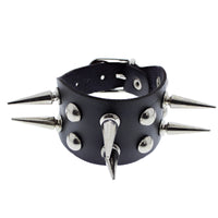 Dual Row Spike Studded PU Leather Bracelet