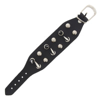 Dual Row Spike Studded PU Leather Bracelet