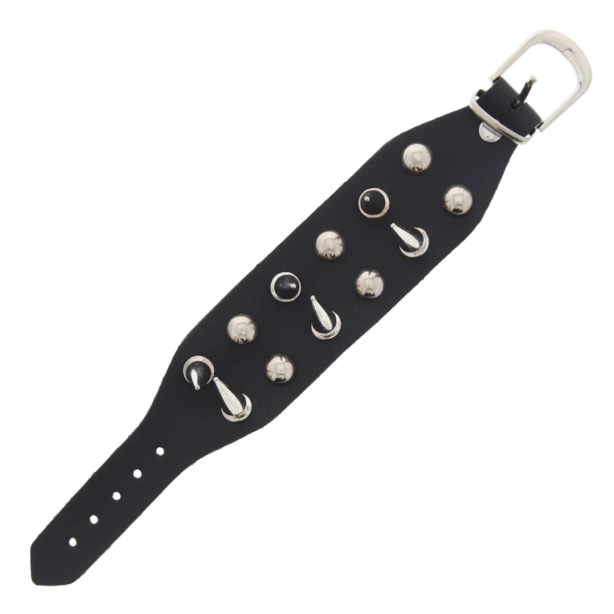Dual Row Spike Studded PU Leather Bracelet