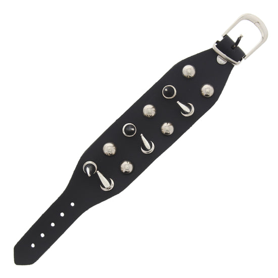 Dual Row Spike Studded PU Leather Bracelet