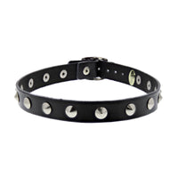 1-Row Conical Studded PU Choker with Buckle