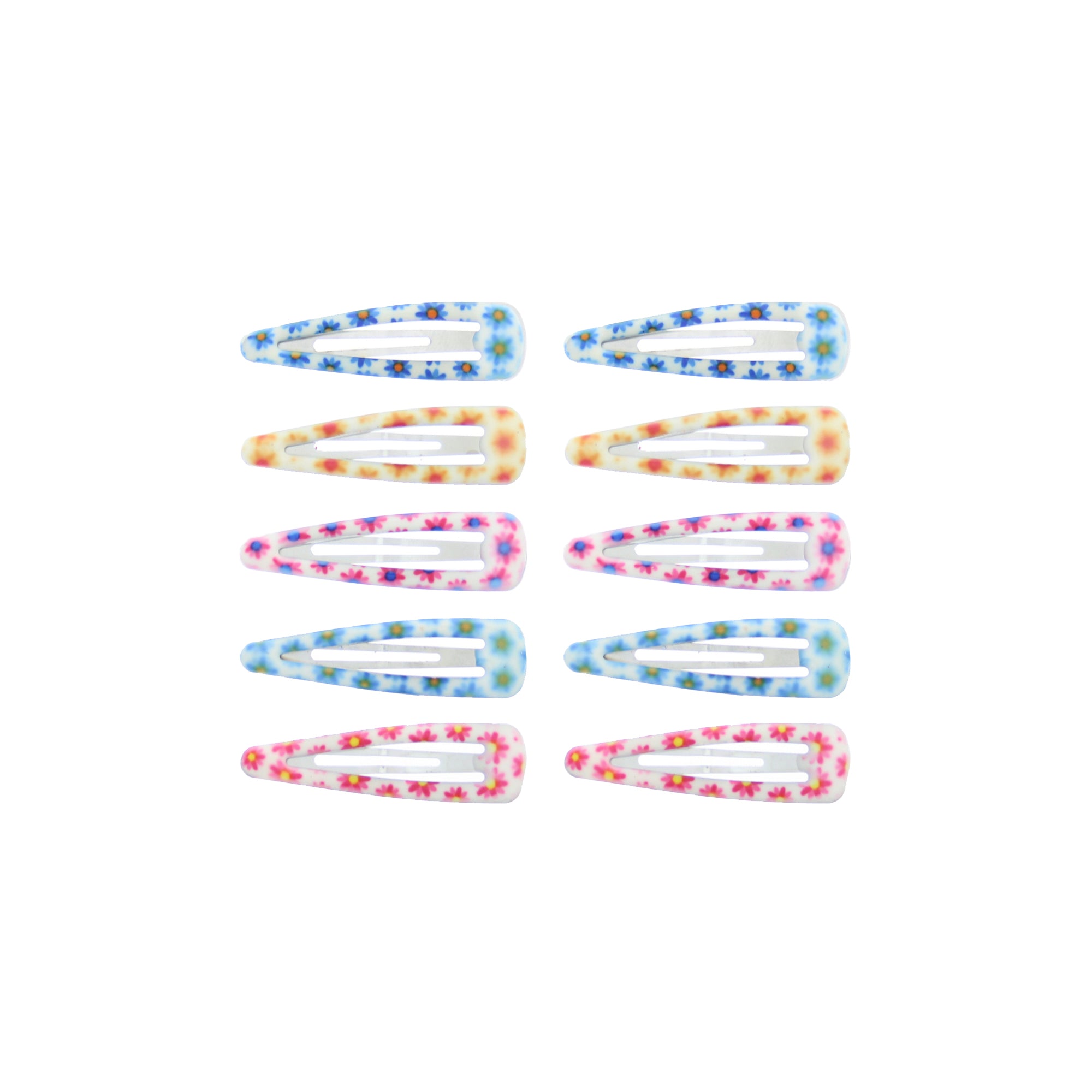 10 on a Card 5cm Bright Floral Epoxy Hair Snapclips