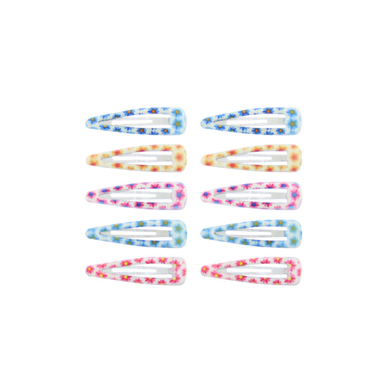 10 on a Card 5cm Bright Floral Epoxy Hair Snapclips