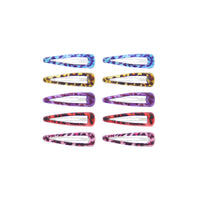 10 on a Card 5cm Assorted Leopard Epoxy Hair Snapclips