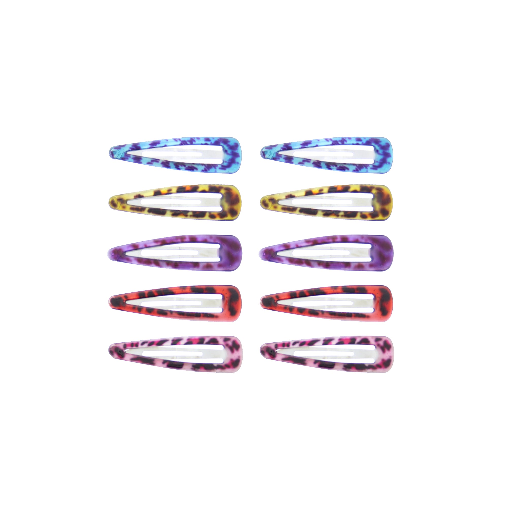 10 on a Card 5cm Assorted Leopard Epoxy Hair Snapclips