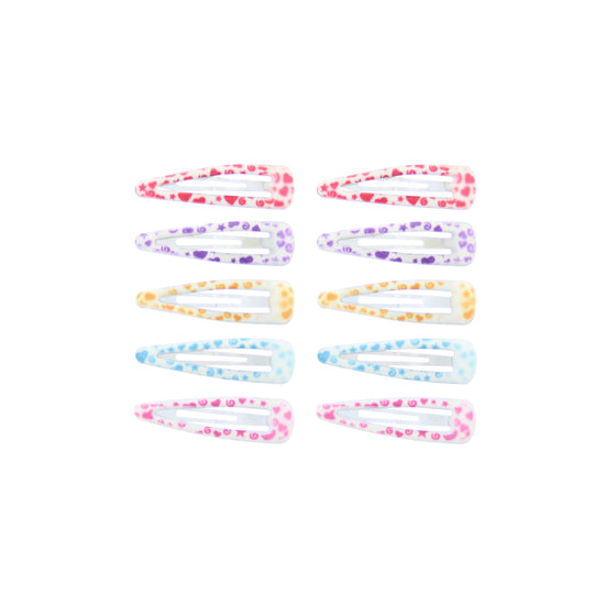 10 on a Card 5cm Stars & Hearts Epoxy Hair Snapclips
