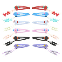 12 on a Card Assorted 5cm Pearl & Puppy Metal Hair Snapclips