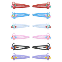 12 on a Card Assorted Colour 5cm Flower Basket Metal Snapclips