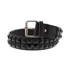 2 Row Black on Black PU Pyramid Belt
